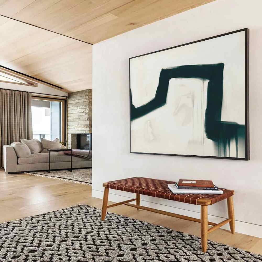 Days Hand-painted Dramatic Black Abstract Canvas Artwork UK1L3